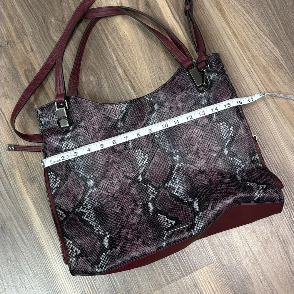Vince Camuto Burgundy Snake Print Shoulder Bag